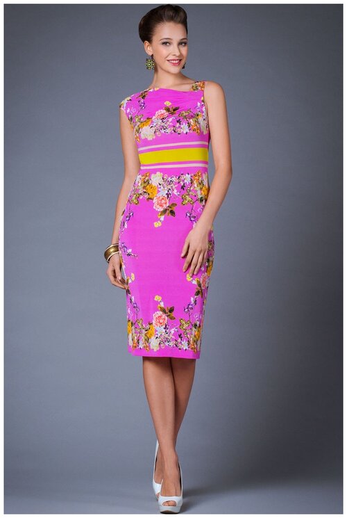 Платье Арт-Деко, размер 44, розовый, белый