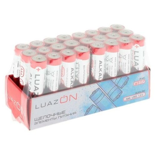 Батарейка алкалиновая (щелочная) LuazON, AAA, LR03, набор 24 шт батарейка алкалиновая щелочная luazon aaa lr03 спайка 4 шт