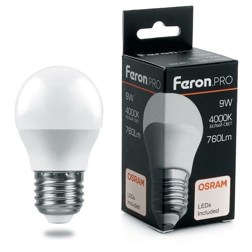 фото Feron лампа светодиодная feron e27 9w 4000k матовая lb-1409 38081