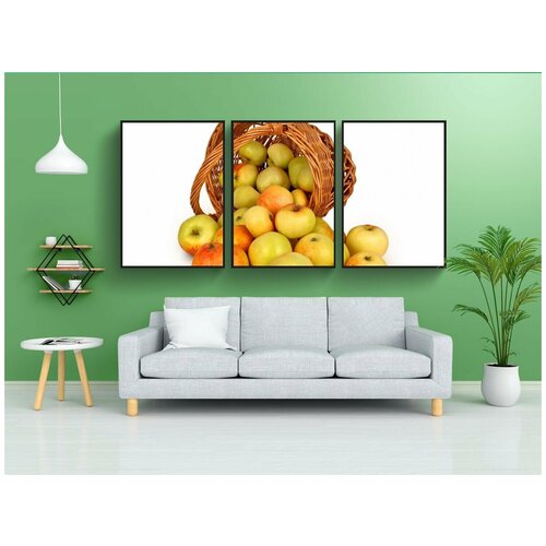 фото Набор модулных постеров для интерьера "яблоки, корзина, изолированные" 60x90 см. в тубусе, без рамки lotsprints