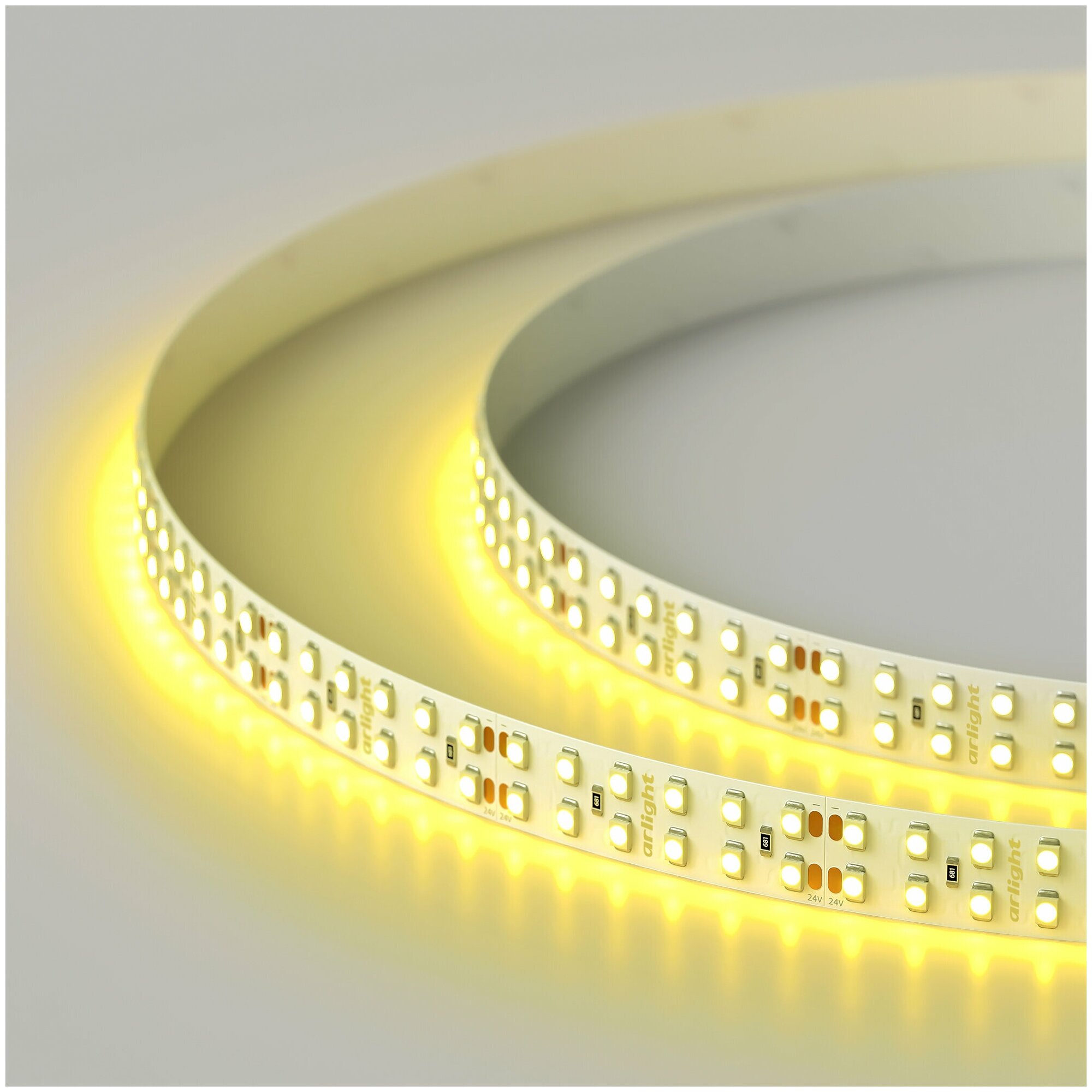 Светодиодная лента RT 2-5000 24V Yellow 2x2 (3528, 1200 LED, LUX) (Arlight, 19.2 Вт/м, IP20) - фотография № 3