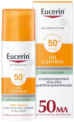 Eucerin гель Sun Protection Oil Control Dry touch для жирной и склонной к акне кожи SPF 50, 50 мл