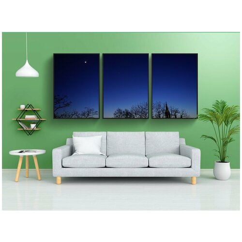фото Набор модулных постеров для интерьера "вечернее небо, ночь, луна" 60x90 см. в тубусе, без рамки lotsprints
