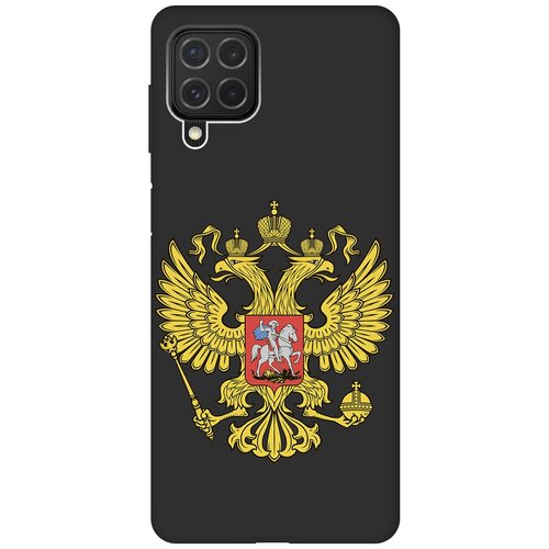 фото Ультратонкий защитный чехол-накладка soft touch для samsung galaxy m62 с 3d принтом "герб россии" черный gosso