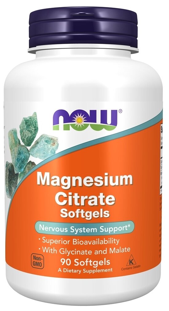 Капсулы NOW Magnesium Citrate, 220 г, 220 мл, 400 мг, 90 шт.