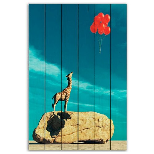 фото Картина на дереве жираф и шарики 40х60 см дом корлеоне