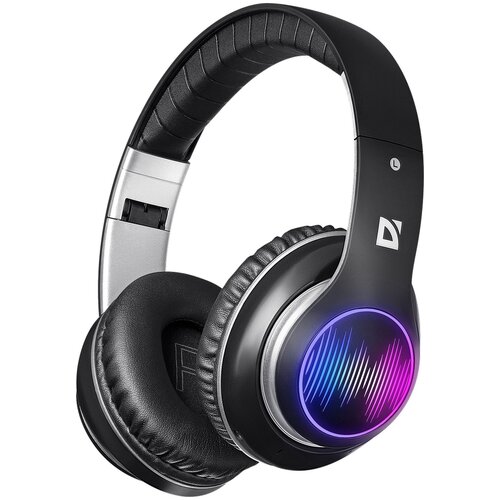 Беспроводные наушники с микрофоном Defender FreeMotion светодиодная подсветка LED Micro-SD FM черный 96900₽