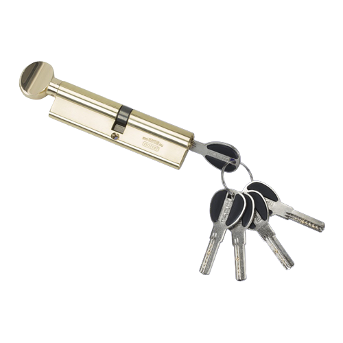 Цилиндровый механизм, (личинка для замка) латунь ключ-вертушка CW120 мм (золотой)