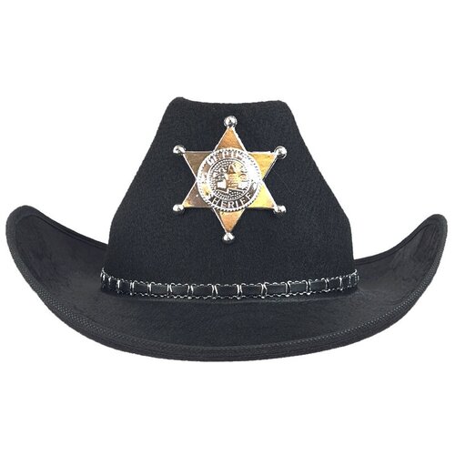 фото Черная шляпа шерифа со со значком / набор шерифа + усы kays store