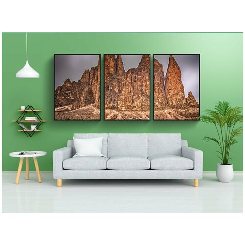 фото Набор модулных постеров для интерьера "три вершины, доломиты, пейзаж" 60x90 см. в тубусе, без рамки lotsprints