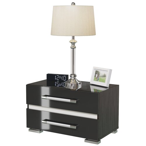 Тумба прикроватная Сан-Ремо СР-04 цвет венге цаво/чёрный глянец