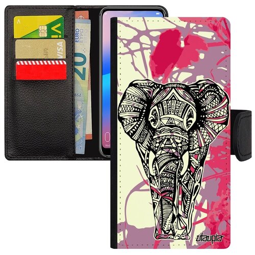 фото Ударопрочный чехол-книжка на мобильный // samsung galaxy a50 // "слон" древний африканский, utaupia, розовый