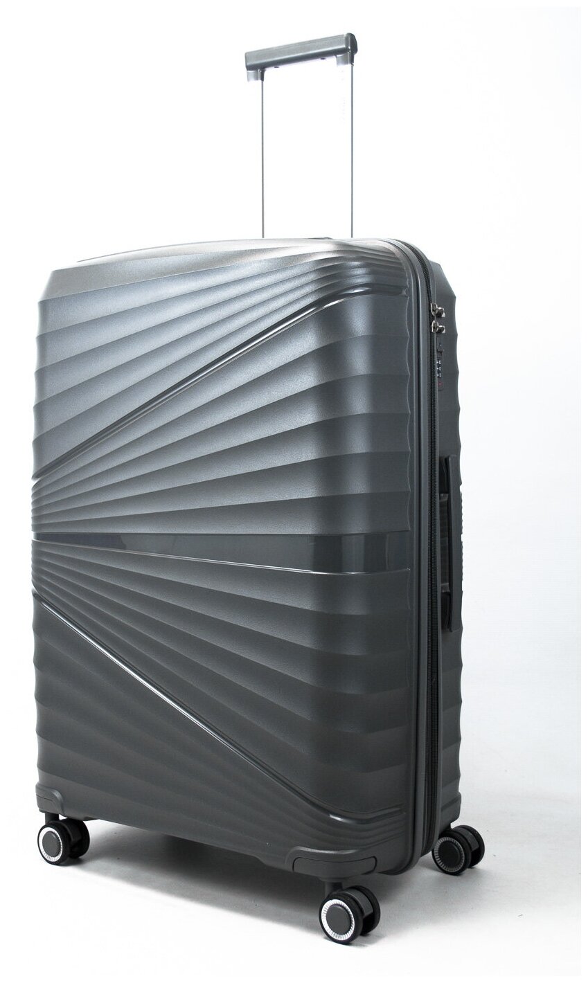 Чемодан Sweetbags большой из полипропилена с расширением на 4-х колесах с TSA замком (ракушка) темно-серый 