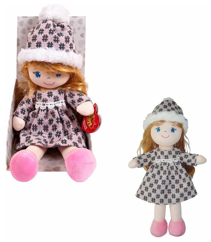 Кукла ABtoys Мягкое сердце, мягконабивная, в шапочке и фетровом платье, 36 см, в открытой коробке M6059