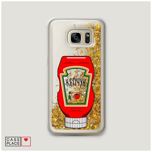 фото Чехол жидкий с блестками samsung galaxy s7 edge кепчук case place