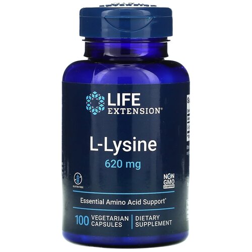 Капсулы Life Extension L-Lysine 620 мг, 160 г, 100 шт.