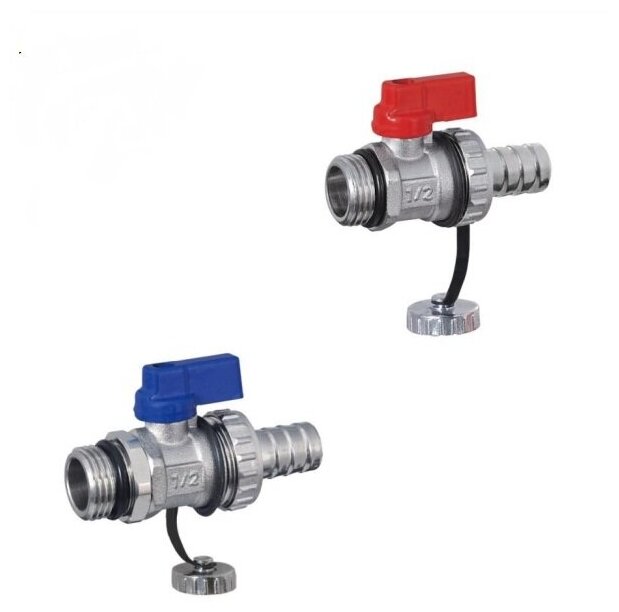 Кран 1/2\" концевой дренажный для коллектора, с заглушкой и штуцером под ...