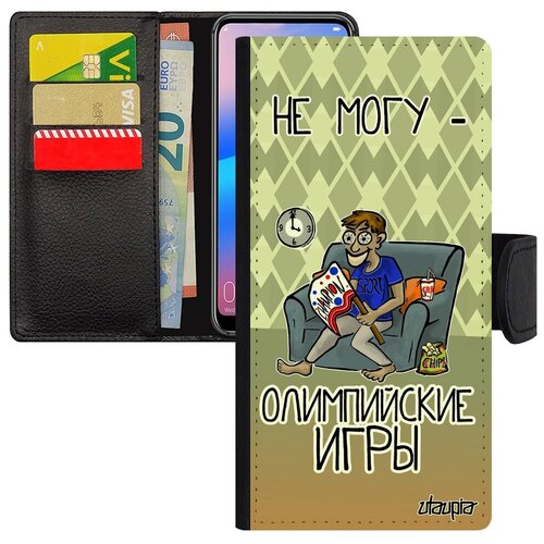 фото Защитный чехол книжка на мобильный // xiaomi redmi 6a // "не могу - олимпийские игры!" крутой шутка, utaupia, зеленый