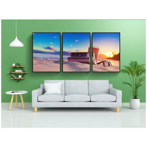 фото Набор модулных постеров для интерьера "природа, заход солнца, солнце" 60x90 см. в тубусе, без рамки lotsprints