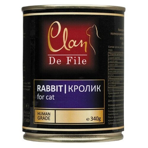 CLAN De File консервы для кошек 340 г Кролик