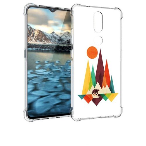 Чехол задняя-панель-накладка-бампер MyPads нарисованные горы с медведем для Nokia 2.4 противоударный