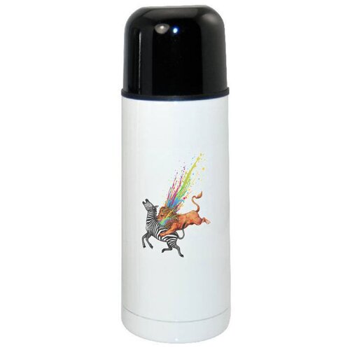 фото Термос coolpodarok лев нападает на зебру красочная кровь