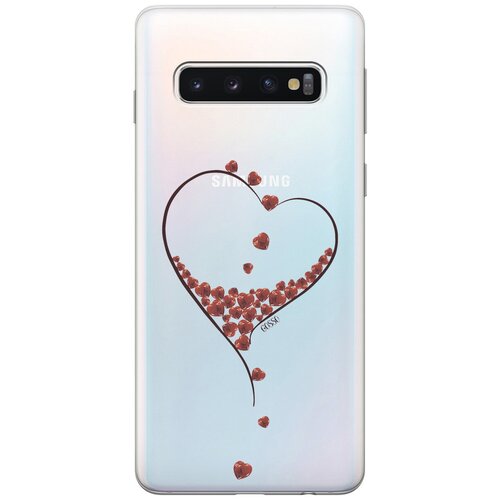 Ультратонкий силиконовый чехол-накладка Transparent для Samsung Galaxy S10 с 3D принтом Little hearts ультратонкий силиконовый чехол накладка для samsung galaxy a31 с 3d принтом little hearts