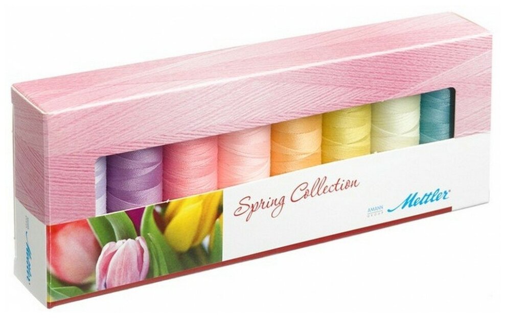 Набор с нитками Silk Finish "Оттенки Весны" в подарочной упаковке #SFC8SPRING Amann Group Mettler