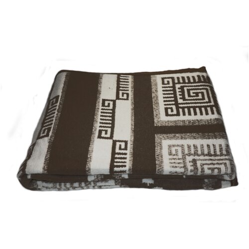 Одеяло байковое в канте Вулли Вул Текс 140х205 см Орнамент с Грецией (коричневое)
