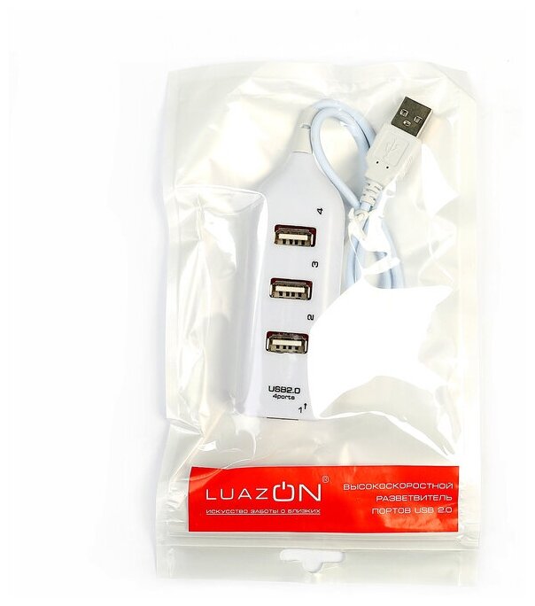 Luazon Home USB-разветвитель (HUB) LuazON HGH-63009, на 4 порта, микс