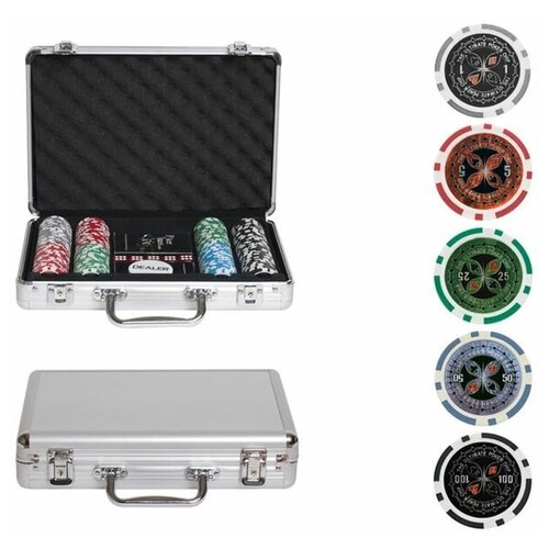 Покерный набор Ultimate, 100 фишек 11.5 г с номиналом в чемодане, сукно, Китай