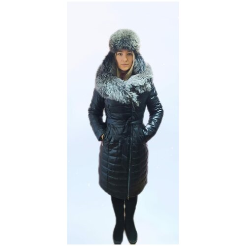 фото Пуховики женские зимние-пуховики-пуховик из экокожи зимний-пуховик с натуральным мехом нет бренда