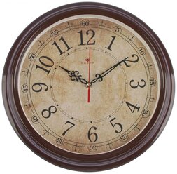 Часы настенные круглые "Классика ретро", 35 см, обод коричневый 2918892