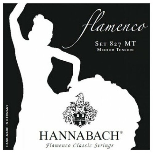 827MT Black FLAMENCO Комплект струн для классической гитары желтый нейлон/посеребренные Hannabach струны для классической гитары hannabach 825mt black pure gold