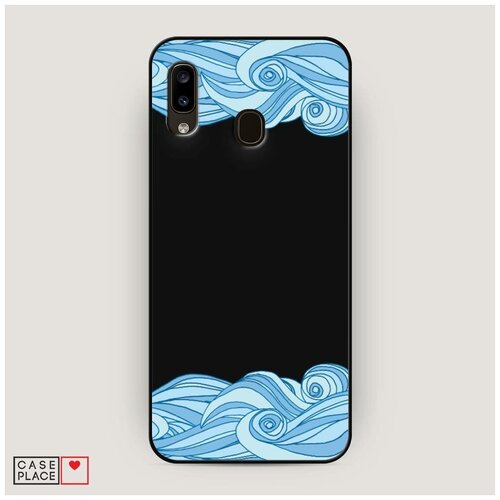 фото Чехол силиконовый матовый samsung galaxy a20 волновые вихри голубые case place