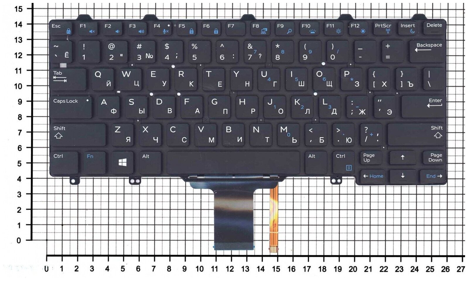 Клавиатура для ноутбука Dell Latitude E7450 черная с подсветкой