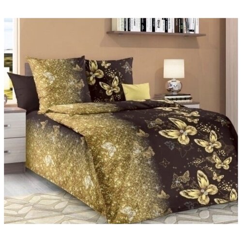 Постельное белье Бабочки золотые 1,5сп бязь 125г/м2 хлопок 100%