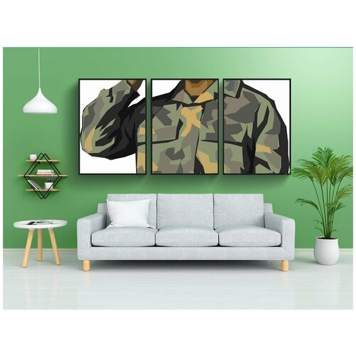 фото Набор модулных постеров для интерьера "солдат, приветствуя, салют" 60x90 см. в тубусе, без рамки lotsprints