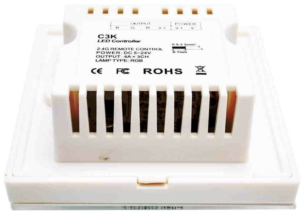 Пульт-контроллер для управления многоцветной светодиодной лентой RGB. Различные динамические режимы свечения. 12/24В, 144/288Вт, IP33, 3 канала - 4А - фотография № 8