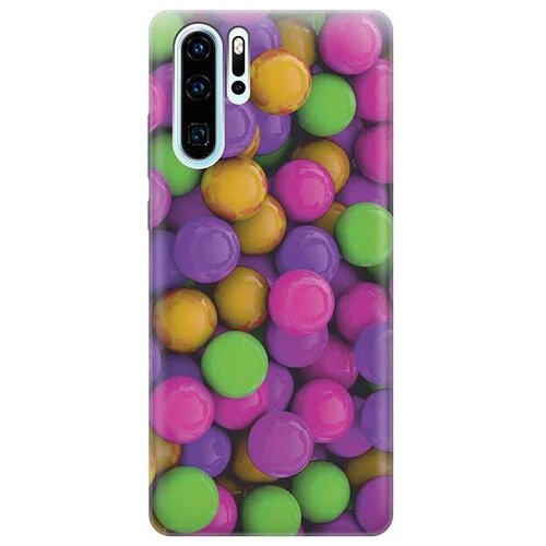 фото Ультратонкий силиконовый чехол-накладка для huawei p30 pro с принтом "разноцветные драже" gosso