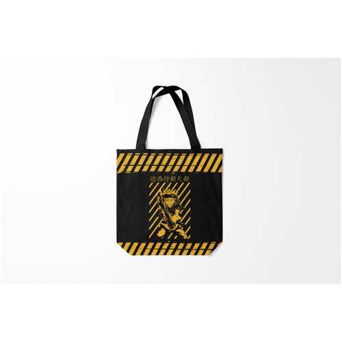 фото Сумка-шоппер / 40х40 см / аниме / черный клевер аста желтые полосы опасность burnettie