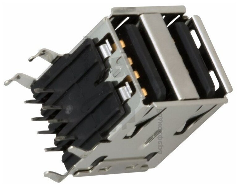 фото Разъем 2USB(G) в корпус, 8 выводов, прямой угол, металл