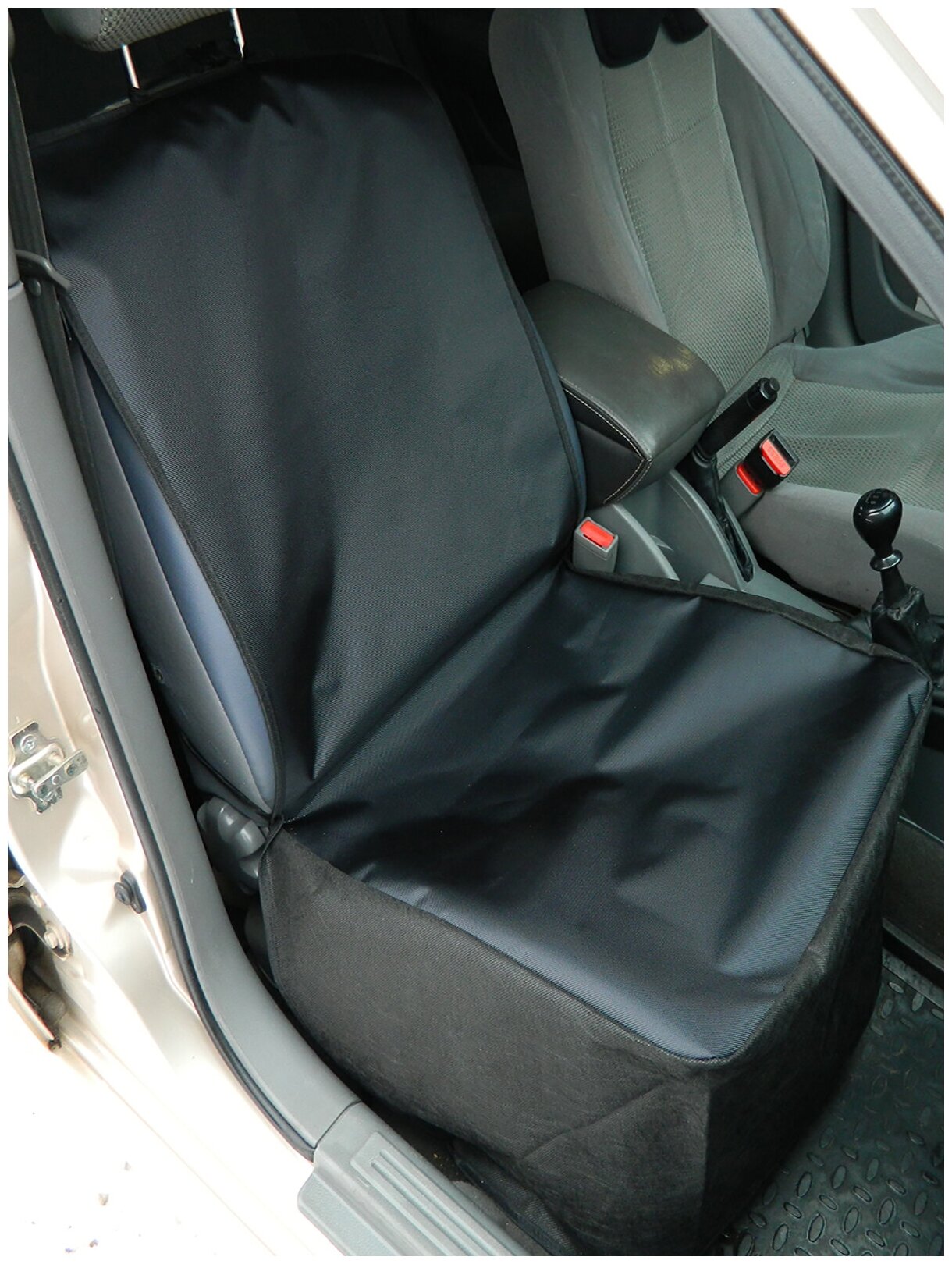 фото Накидка защитная для перевозки животных на переднее сиденье премиум "AvtoPoryadok" черная