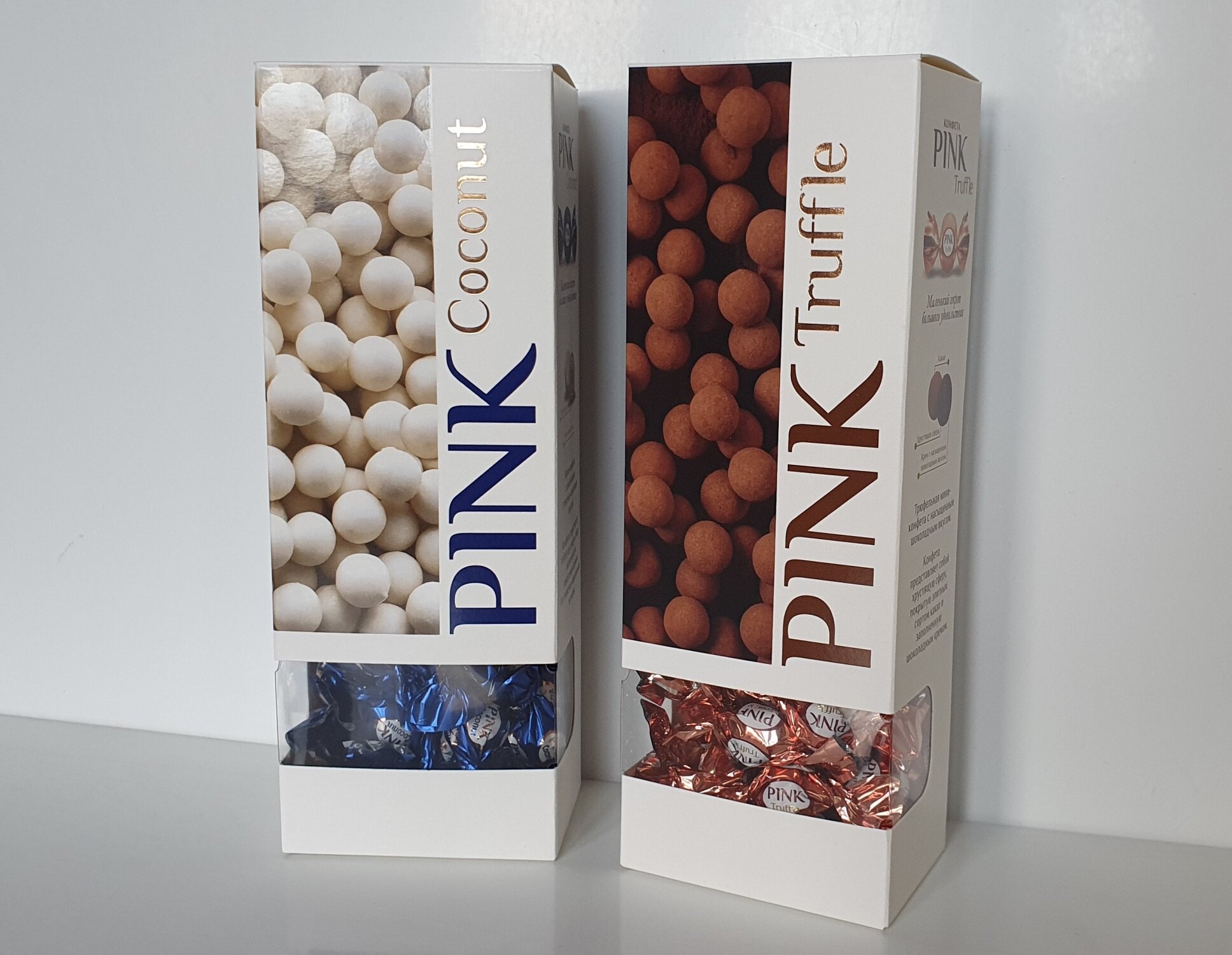 Коллекция конфет PINK в подарочной упаковке Coconut + Truffle, 163г+163г -2 упаковки (326 г)