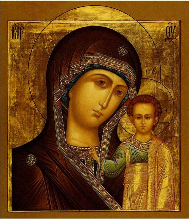 Икона Божией Матери Казанская на дереве на левкасе 19 см
