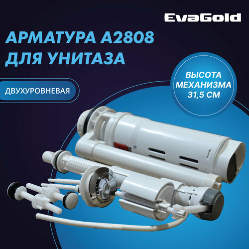 Арматура двухуровневая для унитаза EvaGold 2808 нижний подвод воды