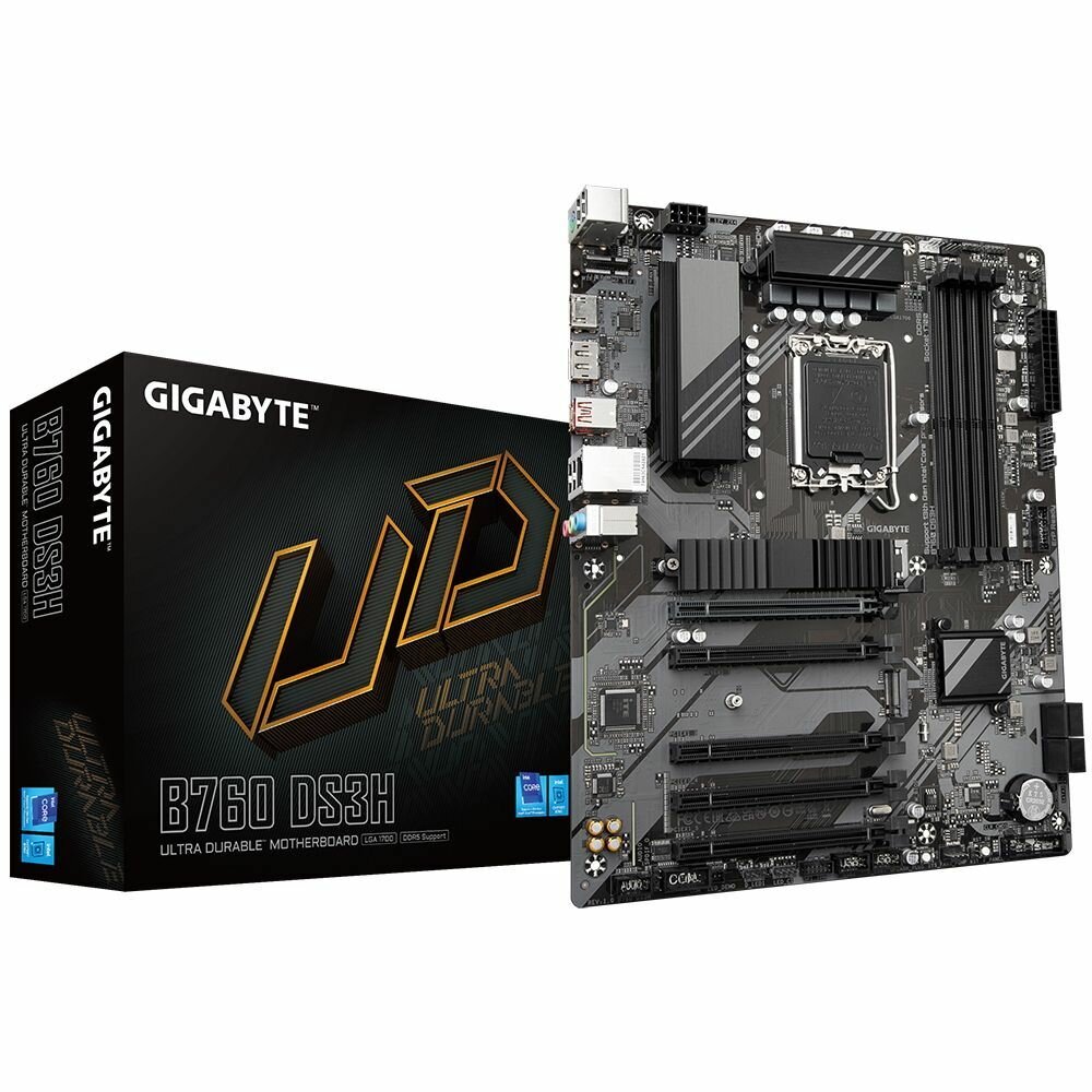 Материнская плата Gigabyte B760 DS3H, Socket 1700, IntelB760, 4xDDR5-4800, ATX, RTL