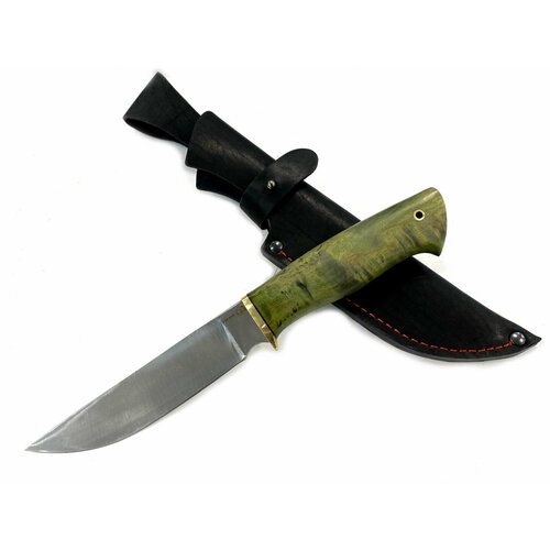 Нож Сибиряк, сталь 110х18, карельская береза, зеленая