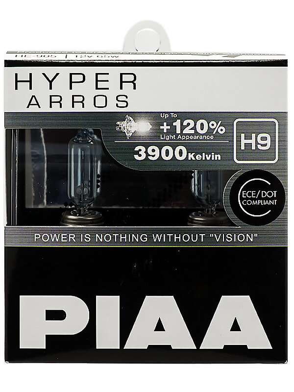 Лампы галогенные PIAA HYPER ARROS (TYPE H9) (3900K) 65W. 2 шт. Piaa HE905H9