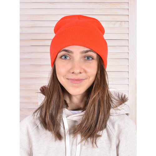 фото Шапка бини toprock, демисезон/зима, размер 56-59, оранжевый